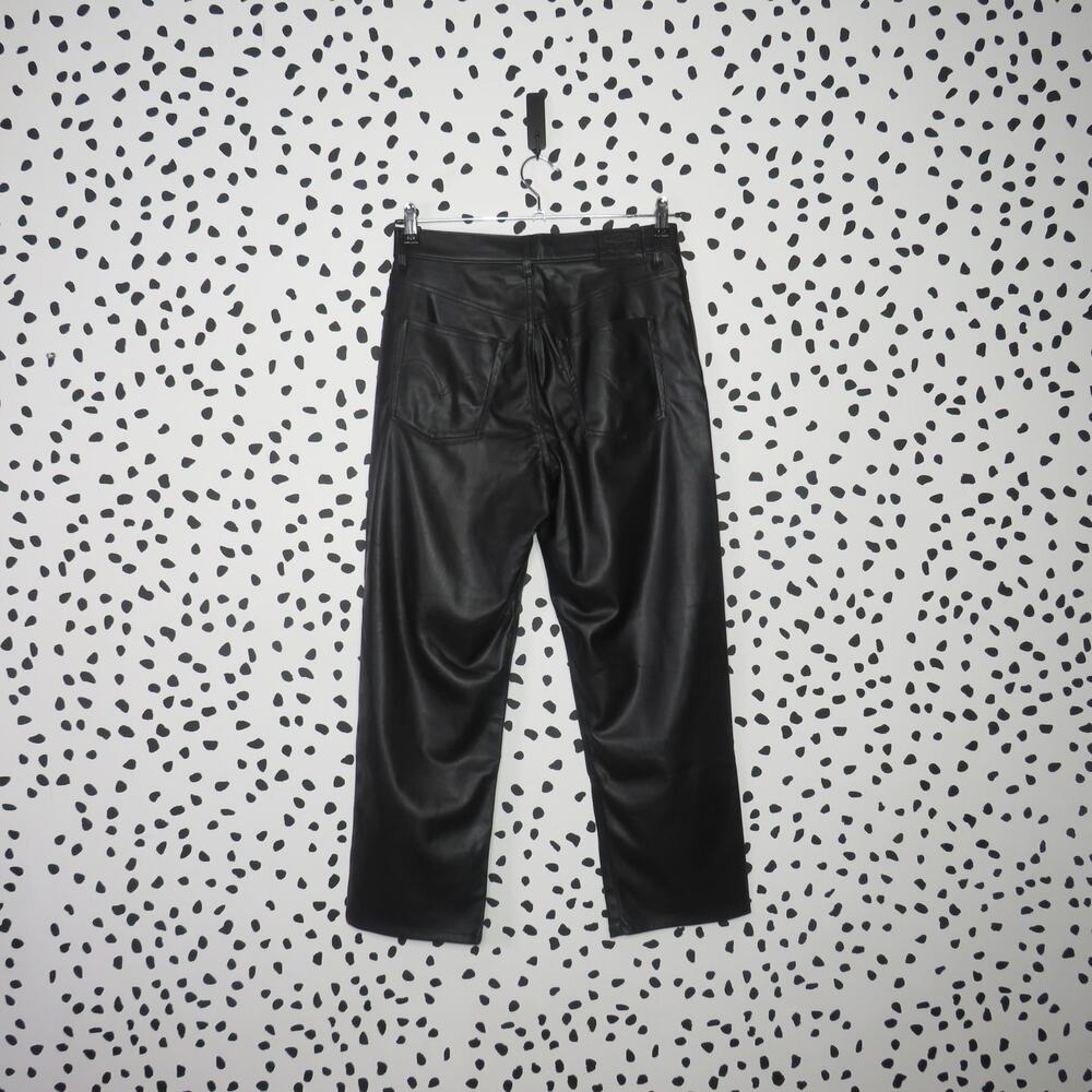 Levi’s Black Faux Leather Ribcage High Rise Straight Leg Pants - Picture 5 of 12